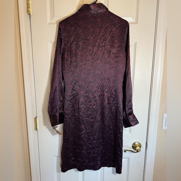 Shirt Dress Large Lapis Pink Polka Dot Black Long Vintage Apparel NWT - Picture 2 of 12